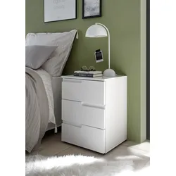 Nachtkommode SCHLAFKONTOR "Spice Nachttisch, Nachtkonsole, Nachtkästchen", weiß, B:46,2cm H:60,9cm T:40cm, Melamin, Sideboards, Ausfräsung als Griffmulde und optisches Highlight