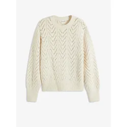 bonprix Flauschpullover mit Lochmuster, weiß, 36/38 (S)