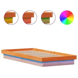 vidaXL Massivholzbett mit LED-Beleuchtung Wachsbraun 90x200 cm Kiefer