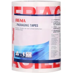 SIGMA Klebeband Fragile, 48 mm x 66 m, transparent, 3 Stück