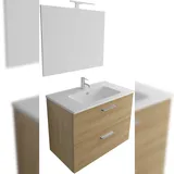 Vitra Badezimmer Möbel Set Waschbecken mit Unterschrank und LED-Spiegel | Waschbeckenunterschrank Hängend mit SoftClose-Funkt | Badschrank vormontiert