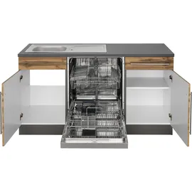 kochstation Winkelküche KS-Samos L-Form 220 cm braun