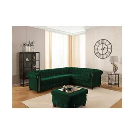S-Style Chesterfield Cleo Blink ¦ grün ¦ Maße (cm): B: 264 H: 72