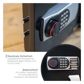 HMF 46161 Feuerfester Tresor mit Zahlenschloss, 41,2 x 35,5 x 36,3 cm,