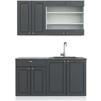 Vicco Singleküche Anthrazit-Gold/Weiß 140 cm, AP Anthrazit