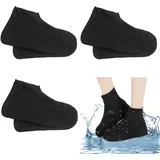 KASESSS 3 Paare Regen Schuhüberzieher Wasserdicht, Anti-Rutsch Regenschutz Schuhe, Gummiüberzieher Schuhe, Wiederverwendbare Regen Überschuhe, Regenüberschuhe für Regen, Schneetag, Schlammige Straßen - L