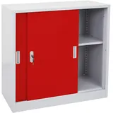 Mendler Aktenschrank Boston HWC-F41, Stahlschrank, mit Schiebetüren 90x90x45cm ~ rot