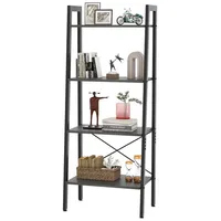 KOMFOTTEU Bücherregal Leiterregal, mit 4 Ebenen, 56 x 34 x 138 cm braun