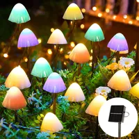 Joycome Solar Lichterkette Aussen 20 LED Solar Pilze Gartendeko,
