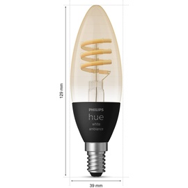 Philips Hue White Ambiance Filament LED Kerze E14 4.6W, 2er-Pack (929003145202)