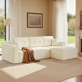 VASAGLE Modulares Sofa 244 cm breit Schlafsofa mit großer Chaiselongue rechts cremeweiß