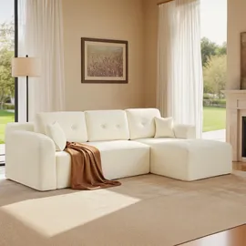 VASAGLE Modulares Sofa 244 cm breit Schlafsofa mit großer Chaiselongue rechts cremeweiß