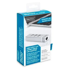 Digitus USB Typ-CTM 3-Port Hub + Fast Ethernet LAN-Adapter