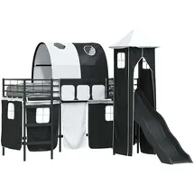 vidaXL Kinderloftbett Schwarz 74,5 x 190 cm Metall