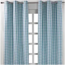 Homescapes Ösenvorhang Karomuster blickdicht 2er-Set, 117/137 cm