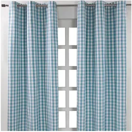 Homescapes Ösenvorhang Karomuster blickdicht 2er-Set, 117/137 cm