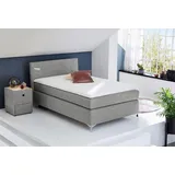 Jockenhöfer Boxspringbett Nora erhältlich in den Größen 100,120 & 140cm«, mit Topper und höhenvariablem Kopfteil grau