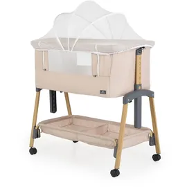 Cangaroo Beistellbett Adoro, verstellbar, Matratze, Moskitonetz, Räder beige