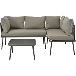 Merax Garten-Lounge-Set aus Eisen, Gartenmöbel-Set aus grauem Seil, L-förmiges Gartenmöbel-Set, Lounge-Set aus grauem Seil mit Sitzkissen