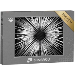 puzzleYOU Puzzle Abstrakt leuchtende lineare Lichtinstallation, 48 Puzzleteile, puzzleYOU-Kollektionen Fotokunst