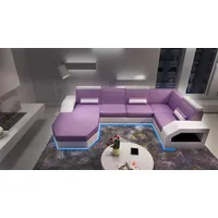 Xlmoebel Sofa Ecksofa aus Designer-Design mit Kombination aus Leder und Stoff, Hergestellt in Europa weiß