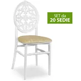 20er Set Venus Stühle aus Kunststoff Weiß mit Vellutino Kissen, stapelbar