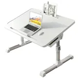 Betttisch 60 * 40cm groß laptoptisch, Multifunktion Betttisch, Höhen Winkel verstellbar, mit Buchständer, Schublade, Lap Stopper, Tablet Schlitz, Laptoptisch (Milchig)