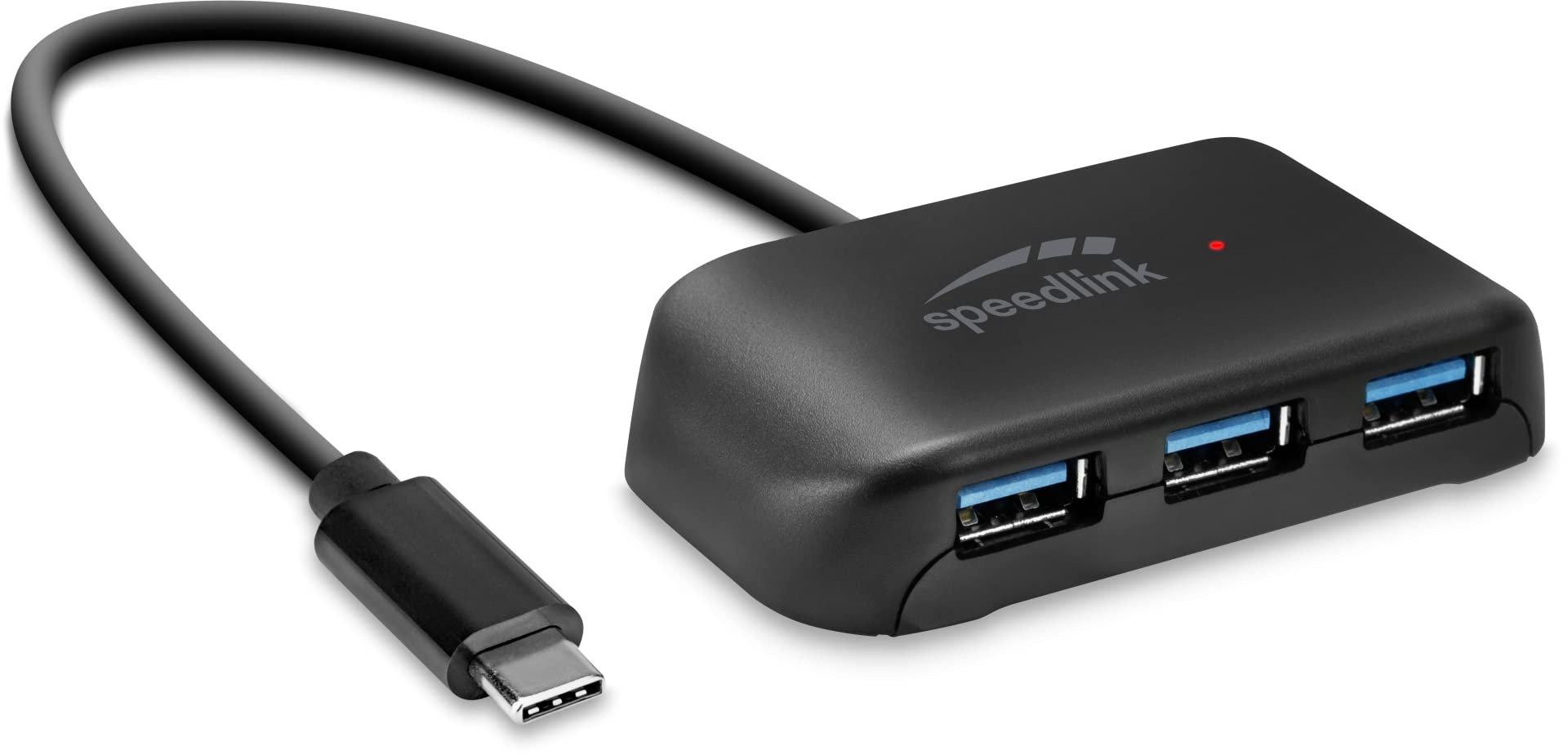Speedlink SNAPPY EVO 4 Port USB Hub – passiver USB-C 3.1 Gen 1 Hub mit 3x USB-A und 1x USB-C für eine schnelle Datenübertragung mit bis zu 5 Gbit/s, Anschluss über USB-C, schwarz