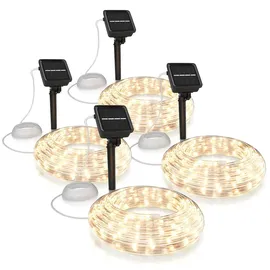 Bearware Lichterkette Solar 10m transparent, 100 Leds, spritzwassergeschützt, Innen & Außen, IP44, Akku