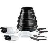 Tefal Ingenio Easy On 17-teiliges Kochgeschirrset, Antihaftbeschichtung, Startanzeige, Diffusionsbasis, gesundes Kochen, sicheres Kochen, L1599702, Schwarz