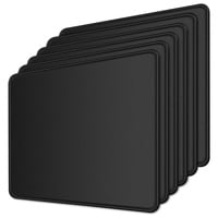 JSY Amazon Marke -【6 Stück】 Gaming Mauspad 24x20cm Schwarz Mousepad mit Vernähte Kanten und Anti Rutsch Gummibasis,Mauspad für PC Büro Arbeiten Spiele Laptop