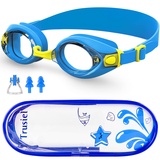 Trusiel Schwimmbrille für Kinder Alter 5-13 Jahre, Profi Kinder Schwimmbrille für Jungen Mädchen, Antibeschlag UV-Schutz wasserdicht komfortables Silikon mit klarer Sicht