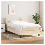 vidaXL Boxspringbett mit Matratze Creme 90x200 cm Stoff