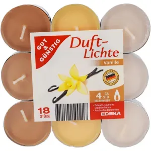 Duftlichter, Teelicht mit hochwertigem Duftkonzentrat, 1 Packung = 18 Stück, Vanille