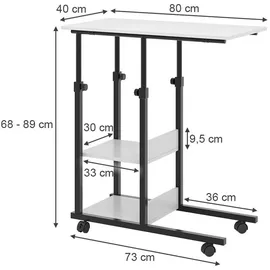 Vicco Stubentisch Liam, Weiß 89 x 40 cm mit Rollen