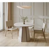 Compleo Esstisch ausziehbar 100-180, Japandi Design (Rund, Oval), Nussbaum, Eiche cremona oder Kaschmir MORI beige
