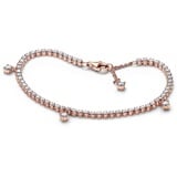 PANDORA Funkelnde Tropfen Tennisarmband in 14 Karat Rosévergoldeter Metalllegierung mit Künstlichen Kristallen, Gr.18, 582401C01-18