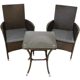 MonsterShop Rattan Bistro Set Braun