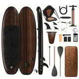 HOMALL Inflatable SUP-Board Aufblasbares Stand Up Paddle Board mit Halter, Sitz und Fußband, 320cm SUP-Board Set mit Action-Cam Halterung, Bis 130kg braun