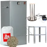 ITA Räucherofen 7005 - Smoker Set mit Rauchgenerator, Tisch - Räucherschrank mit Thermometer - Edelstahl - EU Qualität, Direkt vom Hersteller - 81 cm mit 3 Etagen