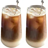 500ml 2er Set Latte Macchiato Gläser Cappuccino Kaffeegläser Teegläser Kristall Glas Eisbecher für kalte oder heiße Getränke, Kaffeeglas Teegläser für Cappuccino,Latte,Tee,EIS,Eistee,Iced Americano,M