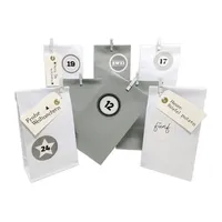 Frau Wundervoll Frau WUNDERVoll® DIY Adventskalender zum Befüllen Weihnachtszeit, Blockbodenbeutel 12(L)x7(B)x24(H)cm weiß,grau Ziffern grau / Weihnachten, Papiertüten, Kinder, ...