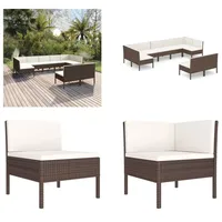 vidaXL 9 tlg. Garten Lounge Set mit Auflagen Poly Rattan Braun - Garten-Sofagarnitur - Garten-Sofagarnituren - Gartensofa-Set - Gartensofa-Sets - Braun