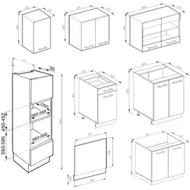 Vicco Küchenzeile R-Line 300 cm anthrazit/eiche