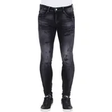 LE TEMPS DES CERISES "POWERC", Herren, Gr. 29, Länge 34, schwarz, 95% Baumwolle, 3% Polyester, 2% Elasthan, Jeans Slim-fit-Jeans, in trendigem Used-Look
