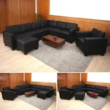 Mendler Modular Sofa-System Couch-Garnitur Lyon 6-2, Kunstleder ~ schwarz