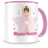 Samunshi® Kindertasse mit Namen Süße Ballerina Tasse Personalisierte Tasse mit Namen Kinder Kinderbecher mit Namen Kindergarten rosa 300ml