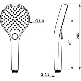 Hansa HANSAVIVA Handbrause, rund, Durchmesser 110mm, 3-strahlig, 44330300, Farbe: Chrom