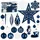 Brubaker 128 Stück Premium Christbaumschmuck - XXL Weihnachtskugel Set mit Glitzer Kugeln, Eiszapfen, Diamant Anhänger, Bonbon, Nikolaus Stiefel und Baumspitze Stern - Baumschmuck - Blau