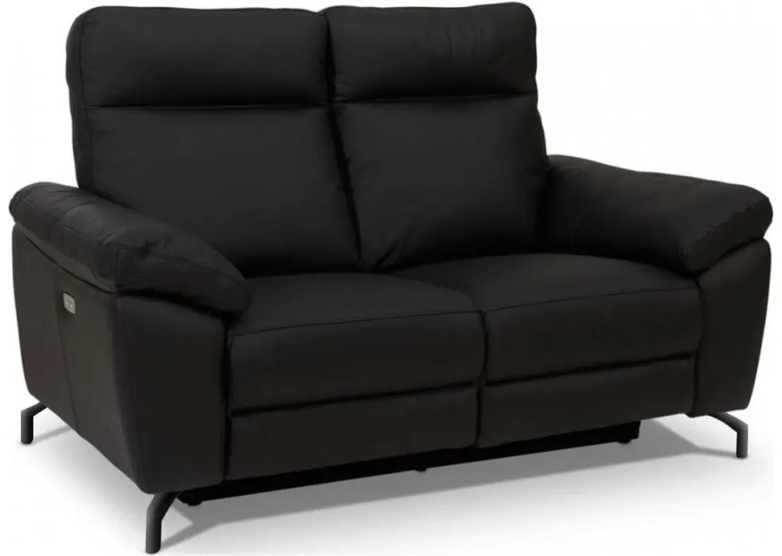 2-Sitzer Relaxsofa Astella Leder Schwarz - Elektrisches Sofa mit Liegefunktion & USB
